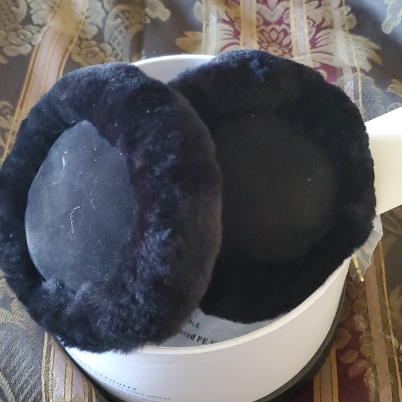 Uggs host pick  wireless black shearling earmuffs UGG® Logo Embroidered Genuine Shearling Earmuffs | Nordstrom main image 2